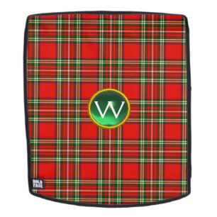 RED GREEN SCOTTISH TARTAN EN GEMSTONE MONOGRAM RUGTASSEN