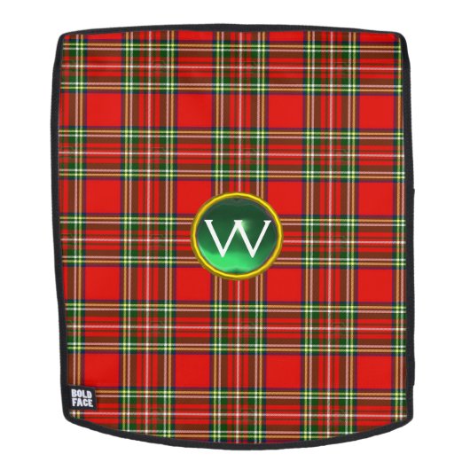 RED GREEN SCOTTISH TARTAN EN GEMSTONE MONOGRAM RUGTASSEN (Verwijderbaar gezicht)