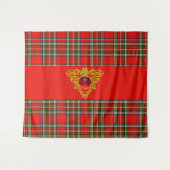 RED GREEN SCOTTISH TARTAN, GOLD CELTIC KNOTS HEART WANDKLEED (Voorkant (horizontaal))