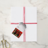 RED GREEN SCOTTISH TARTAN MET CHRISTMAS BOWS CADEAULABEL (Met Touw)