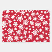 Red Green Silver Grey Snowflakes Kerstfeestdag Inpakpapier Vel (Voorkant)