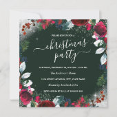 Red Green Silver Sparkle Wreate Kerstparty Kaart (Voorkant)