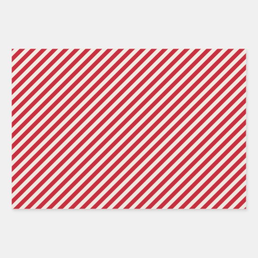 Red Green Silver Striped Kerstmis Inpakpapier Vel (Voorkant)