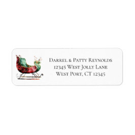 Red Green Sleigh Christmas Etiket
