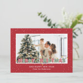 Red Green Snow-lampjes met kerstkaarten Feestdagenkaart (Staand voorkant)