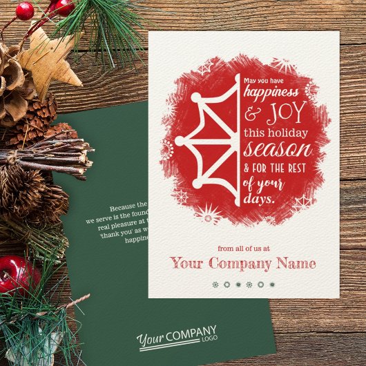 Red, Green Snowflake Business Holiday Card Kaart