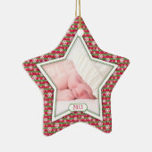 Red Green Snowflake Star Baby's eerste kerst Keramisch Ornament (Rechts)