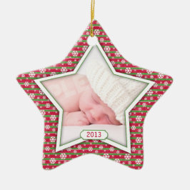 Red Green Snowflake Star Baby's eerste kerst Keramisch Ornament