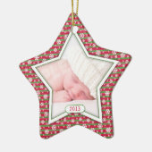 Red Green Snowflake Star Baby's eerste kerst Keramisch Ornament (Links)