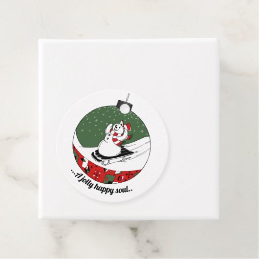 Red/Green Snowman Bedankjes Labels (In situ)