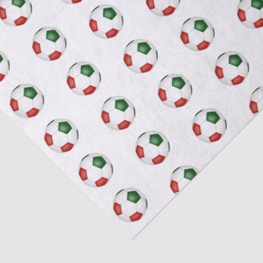 red green soccer balls pattern tissuepapier (Detail)