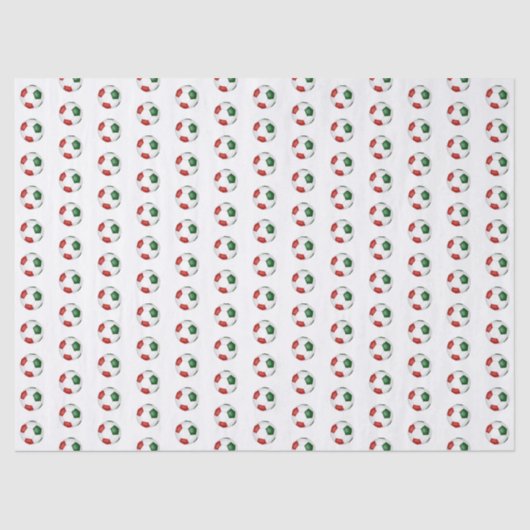 red green soccer balls pattern tissuepapier (Voorkant)