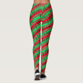 Red Green Stripe Candy Cane Merry kerst Leggings (Achterkant)