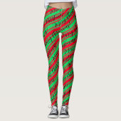 Red Green Stripe Candy Cane Merry kerst Leggings (Voorkant)