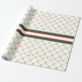 Red|Green Stripe |Gold Crown Pattern Royal Cadeaupapier (Uitgerold)