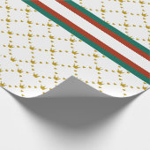 Red|Green Stripe |Gold Crown Pattern Royal Cadeaupapier (Hoek)