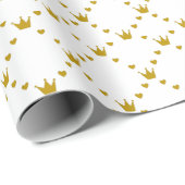 Red|Green Stripe |Gold Crown Pattern Royal Cadeaupapier (Rol Hoek)