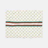 Red|Green Stripe |Gold Crown Pattern Royal Fleece Deken (Voorkant (Horizontaal))
