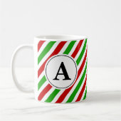 Red Green Stripe kerstmonogram Koffiemok (Links)