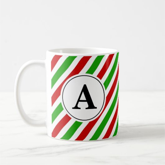 Red Green Stripe kerstmonogram Koffiemok (Links)
