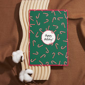 Red & Green Stripe Snoep Happy Holiday Kaart