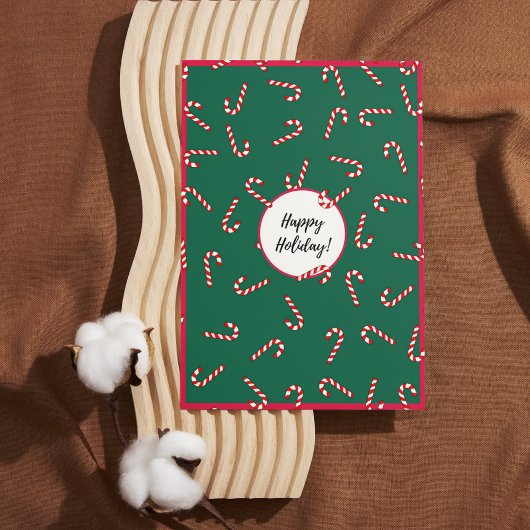 Red & Green Stripe Snoep Happy Holiday Kaart