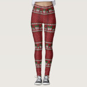 Red Green Striped Christmas Leggings Women (Voorkant)