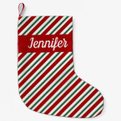 Red Green Striped Patroon Kleine Kerstsok (Voorkant)