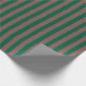 Red Green Stripes Christmas Cadeaupapier (Hoek)