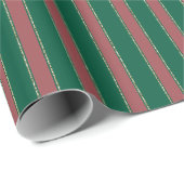 Red Green Stripes Christmas Cadeaupapier (Rol Hoek)