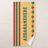Red Green Stripes Football Personalized Bath Towel Badhanddoek (Badhanddoek)