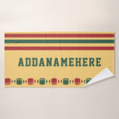 Red Green Stripes Football Personalized Bath Towel Badhanddoek (Badhanddoek)