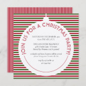 Red Green Stripes Modern Minimalist Holiday Party Kaart (Voorkant / Achterkant)