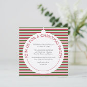 Red Green Stripes Modern Minimalist Holiday Party Kaart (Staand voorkant)