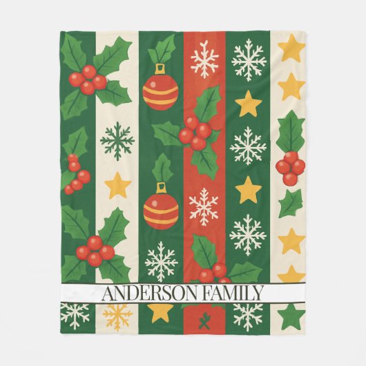 Red Green Stripes Waterverf Vakantie Fleece Deken (Voorkant)