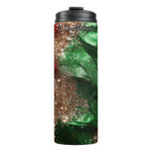 Red Green Swirl Christmas Glitter Thermosbeker (Voorkant)