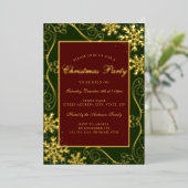 Red Green Swirl Snowflake Lijst Kerstfeest Folie Uitnodiging (Staand Voorkant)