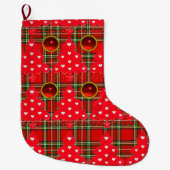 RED GREEN TARTAN, CHRISTMAS TREIN MET HARTEN GROTE KERSTSOK (Voorkant)