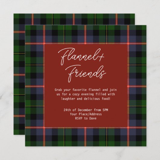 Red Green Tartan Flanel & Friends Kerstfeest Kaart (Voorkant / Achterkant)