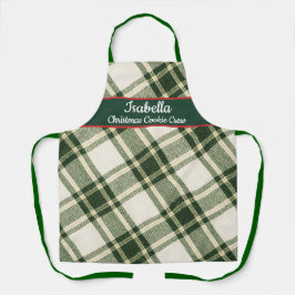 Red Green Tartan Plaid Personalized Christmas  Apr Schort