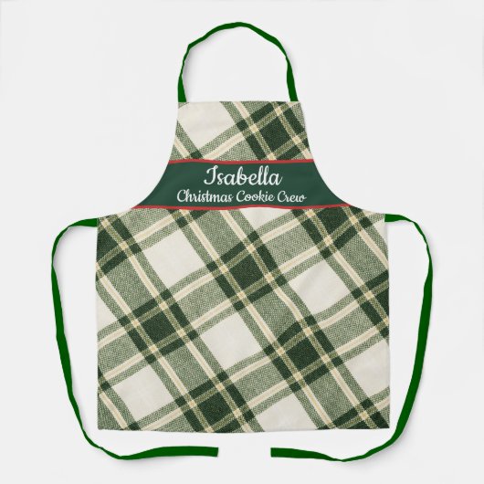 Red Green Tartan Plaid Personalized Christmas Apr Schort (Voorkant)