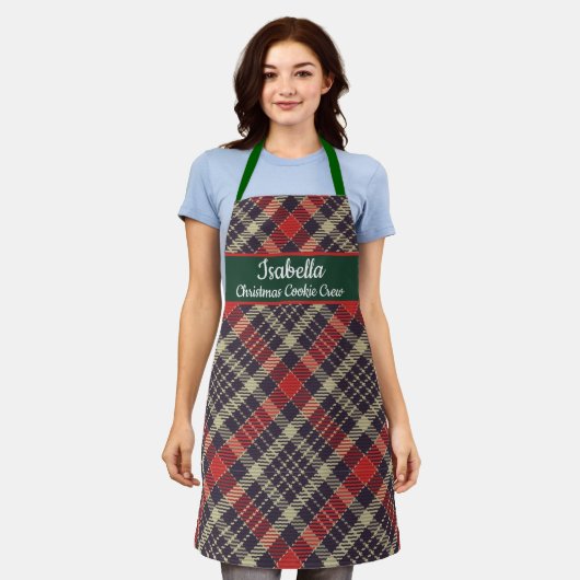 Red Green Tartan Plaid Personalized Christmas  Schort (Gedragen)