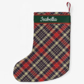 Red & Green Tartan Plaid Personalized  Kleine Kerstsok (Achterkant)