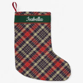 Red & Green Tartan Plaid Personalized  Kleine Kerstsok (Voorkant)