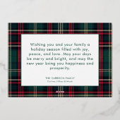 Red & Green Tartan Plaid Season's Groetjes Foto Folie Feestdagenkaart (Achterkant)
