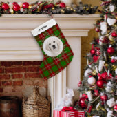 Red Green Tartan Plaid Winter Wreath Pet Dog Photo Kleine Kerstsok
