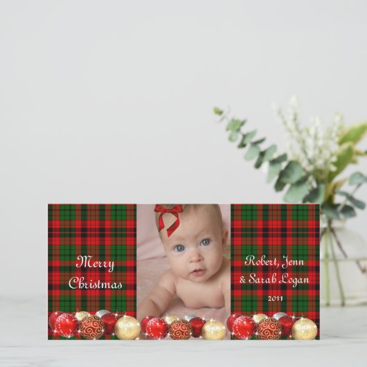  Red Green Tartan Pset met kerstKaart (Staand voorkant)