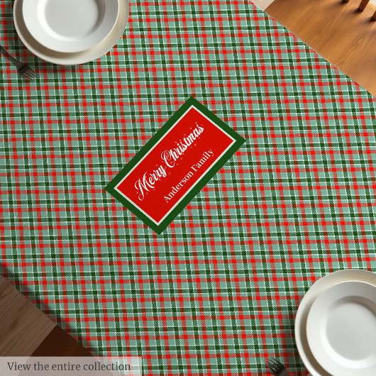 Red Green Tartan Tablecloth Chic Custom Name Style Tafelkleed