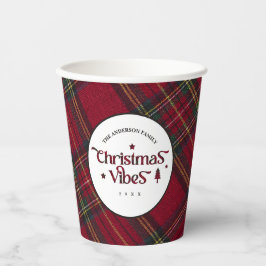 Red & Green Tartan Wonderland: Kerstvibes Papieren Bekers