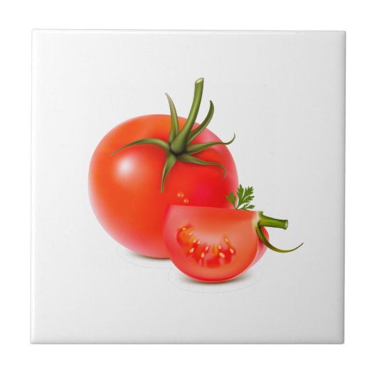 Red Green Tomato Food Art Tegeltje (Voorkant)
